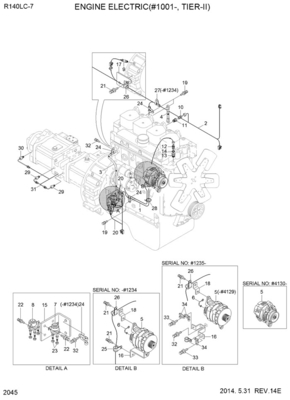 Crawler Excavator Parts Alternator 21Q6-41000 21Q6-42501 For R140LC-7 R250LC7